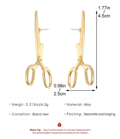 Kawaii Retro Scissors Ear Studs ✂️✨ - Adorable Hip Hop Rock Earrings for Trendy Women 🎉🎁