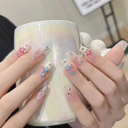 Kawaii 24pcs Pink Butterfly Press-On Nails 🦋💖 | Jelly Gel False Nail Tips for Lovely Girls 🌸✨ with Easy Application Tools