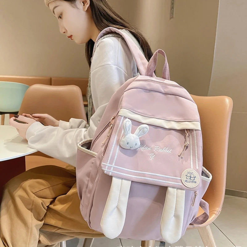 Kawaii Rabbit Ears Schoolbag 🎒✨ | Cute & Playful Girls' Backpack | Wear-Resistant & Breathable 💖🌈