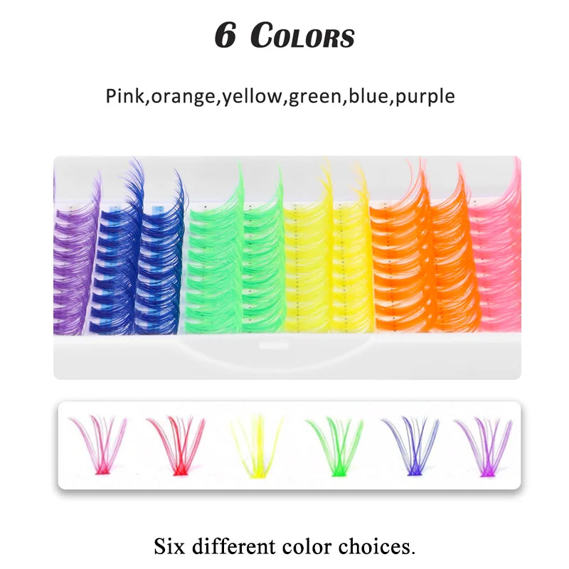 🌈 Fluffy DIY Colored Cluster Lashes - 120pcs Kawaii D Curl Eyelashes ✨