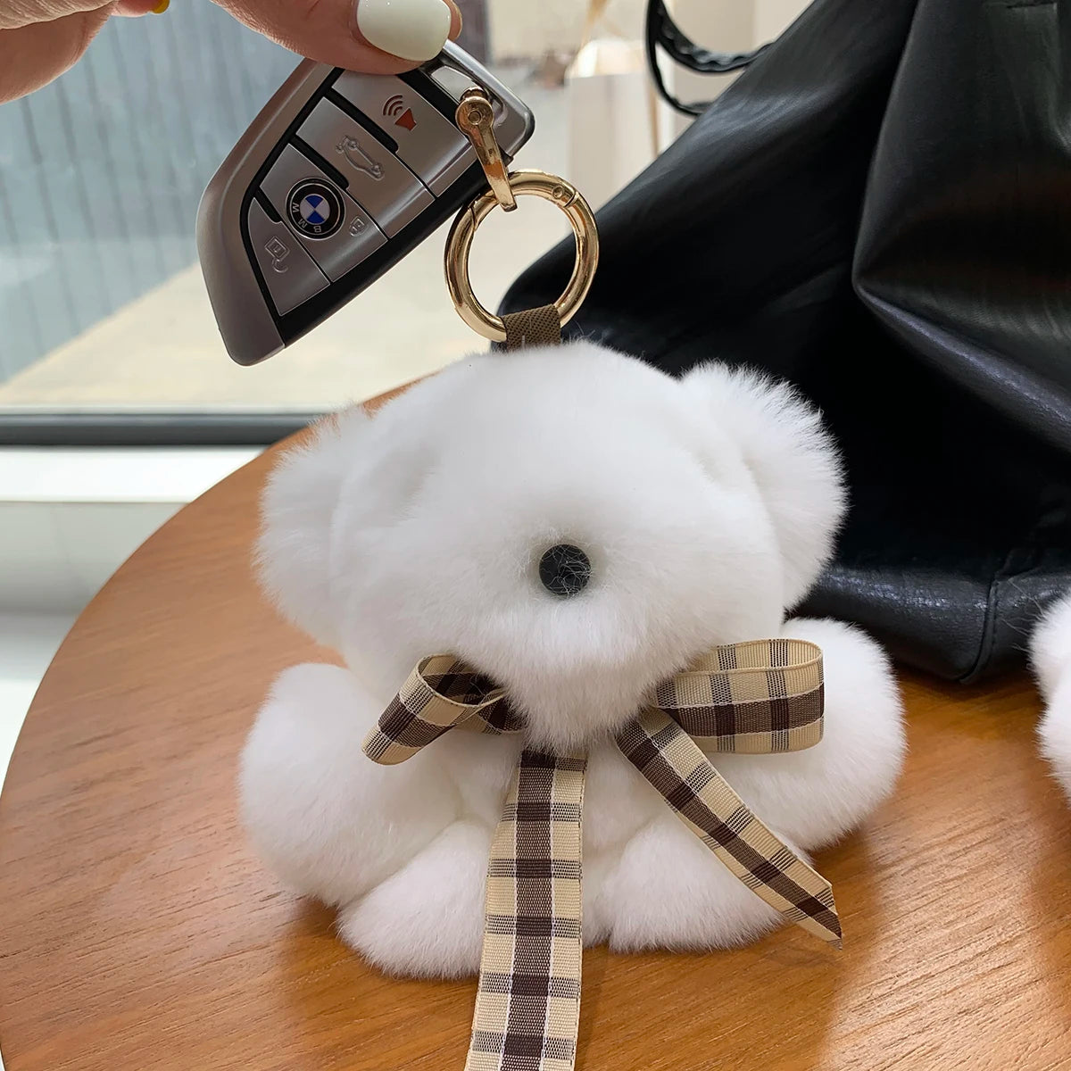 Soft Fluffy Bear Keychain Plush Rabbit Fur Bag Charm Cute Gift For Bags 🐻🐰