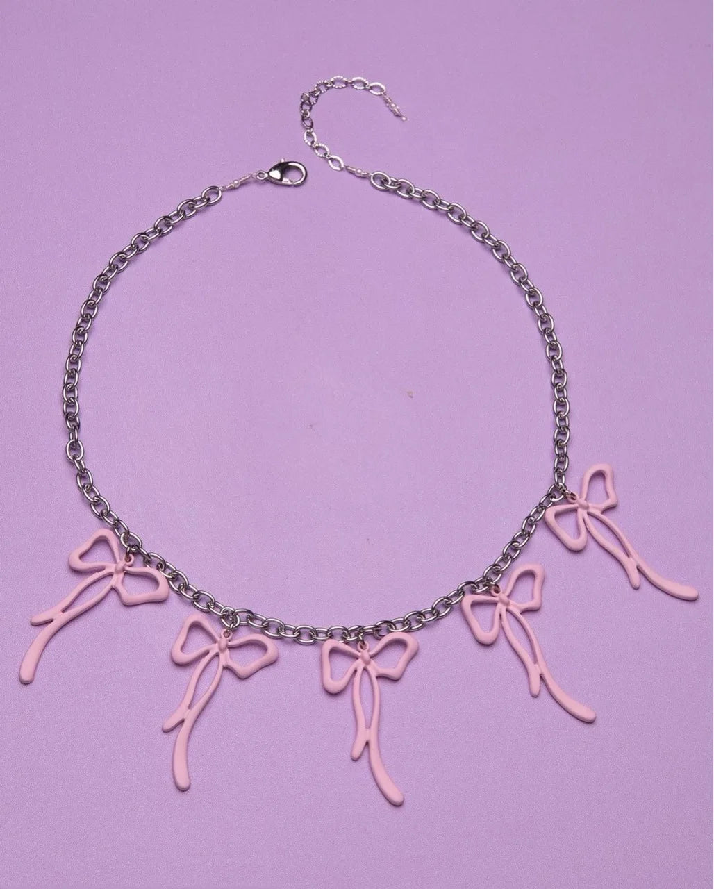 Adorable Bowknot Bling ✨💕 Pink Punk Choker Necklace for Trendy Girls! 🎀✨