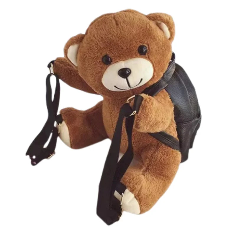 Kawaii Bear Backpack 🐻✨ | Adorable Plush Motorcycle Design for Girls | Soft Stuffed Animal Bag 30/45cm 🎒💖