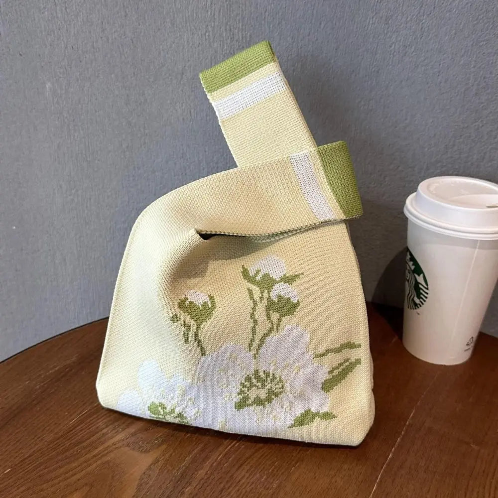 Kawaii Floral Knitted Tote 🌸 | Versatile Shopping Bag 🎀 | Cute Handbag for Weddings & Candy Packaging 🍬