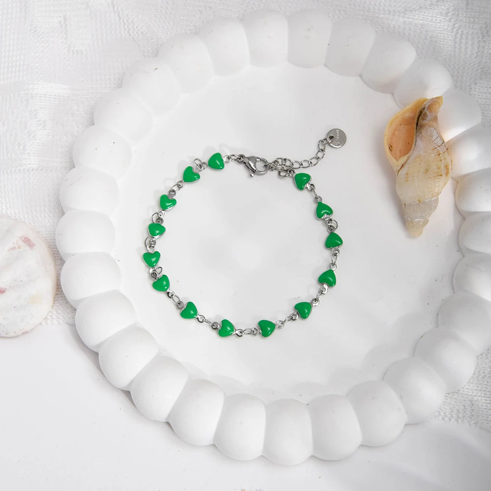 Charming Heart Shaped Chain Bracelet Stainless Steel 14K Plated Chic Jewelry For Women 💗💎✨