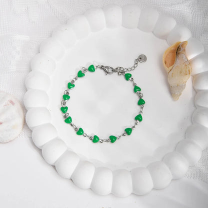 Charming Heart Shaped Chain Bracelet Stainless Steel 14K Plated Chic Jewelry For Women 💗💎✨