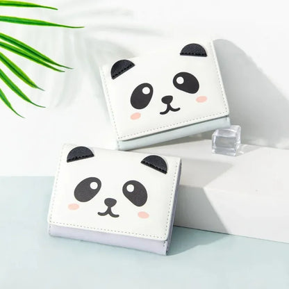 Cute Panda Small Money Clip Pocket Wallets for Students Mini Coin Purse Ultra-thin Small Buckle Card Bag Billeteras Para Mujer