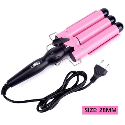Kawaii Triple Barrel Hair Curler 🌸✨ - Professional Ceramic Waver for Dreamy Waves & Curls! 💖