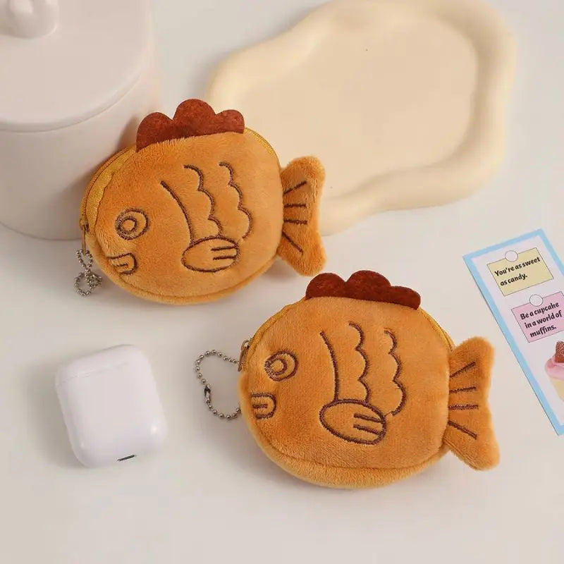 Plush Taiyaki Fish Coin Purse 🐟💖✨ - Perfect for Your Little Treasures! - Pixie Quill