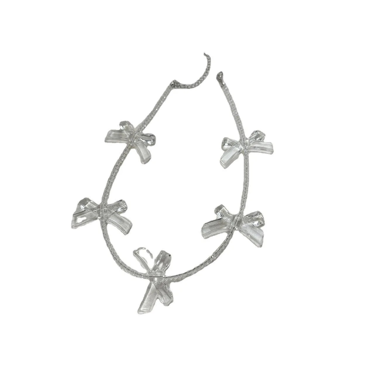 Kawaii Acrylic Bow Necklace 💖✨ - Cute Transparent Beaded Choker for Parties & Celebrations 🎉