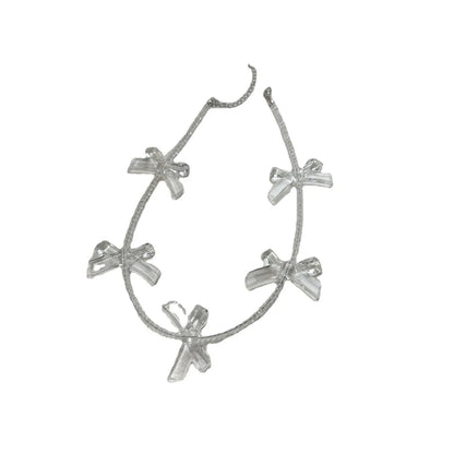 Kawaii Acrylic Bow Necklace 💖✨ - Cute Transparent Beaded Choker for Parties & Celebrations 🎉