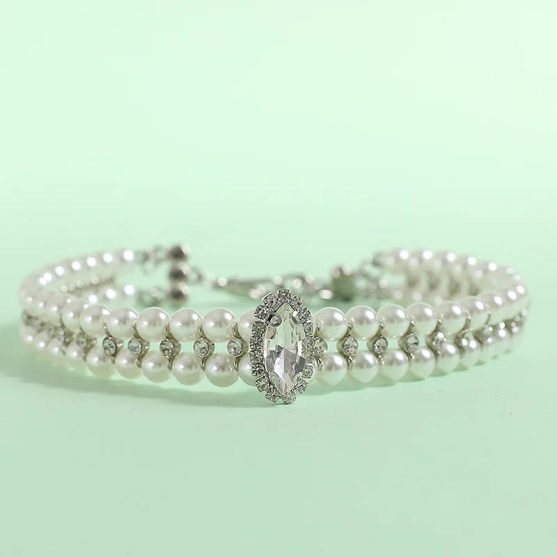 💖 Sparkling Pearl & Rhinestone Collar for Purr-fect Pets 🐾✨