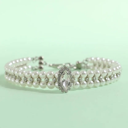 💖 Sparkling Pearl & Rhinestone Collar for Purr-fect Pets 🐾✨