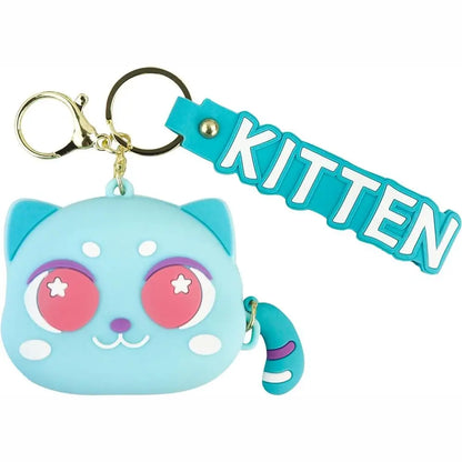 Kawaii Cat Silicone Coin Purse & Keychain - Adorable Mini Wallet for Kids and Women 🐾✨