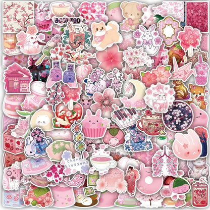 Kawaii Cherry Blossom Sticker Wonderland 🌸✨ | 100 Waterproof Decals for Personalization!