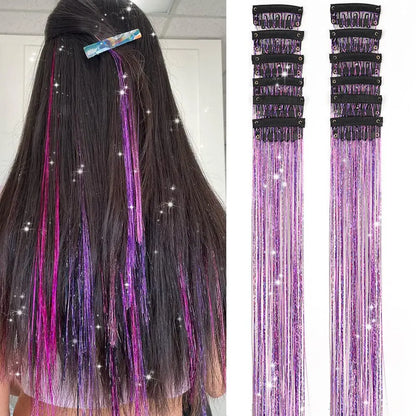 12 Pcs Clip In Hair Tinsel Pack Glitter Fairy Extensions For Women And Kids ✨