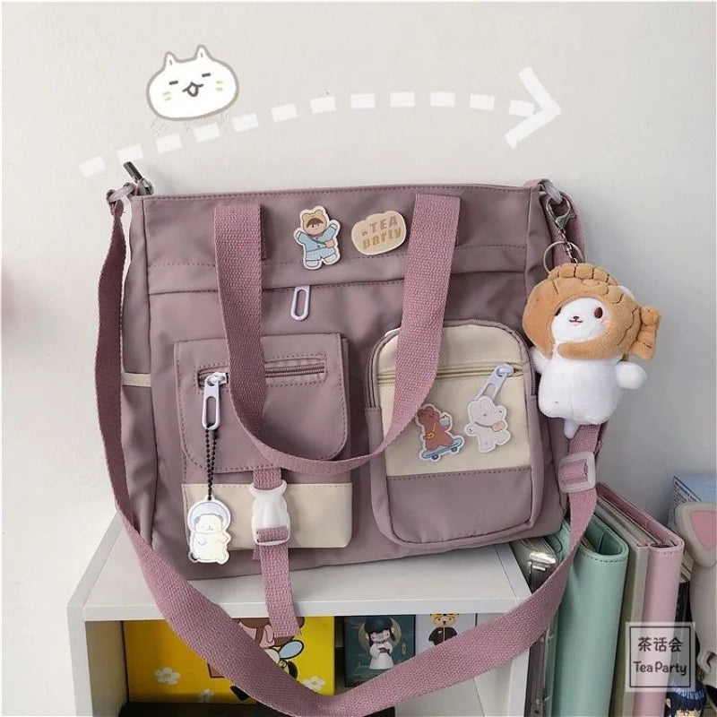 Kawaii Nylon Waterproof Satchel 👜✨ | Adorable Japanese Crossbody Messenger Bag for Students & Girls 🎒💖