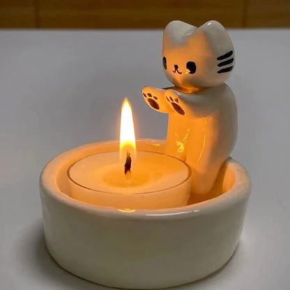 Adorable Cat Candle Holder 🐾 | Kawaii Kitten Candlestick for Cozy Aromatherapy 🕯️✨