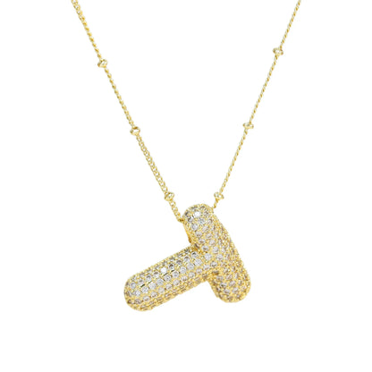 Kawaii CZ Zircon Balloon Initial Necklaces 🎈✨ A-Z Alphabet Bubble Letter Pendants for Trendy Women 💖 Fashion Jewelry