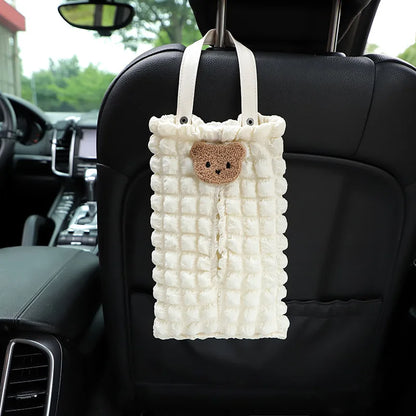 Adorable Kawaii Bear Car Tissue Holder 🐻✨ | Cute Linen Organizer for Auto Interior 🧻🚗