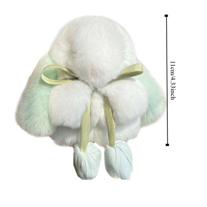 Fashion Tulips Rabbit Fur Keychain Alloy Ring Bag Charm Plush Bunny Pendant 🐰✨
