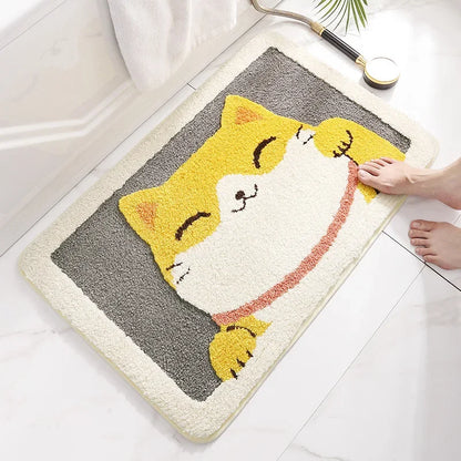 Kawaii Frog & Bear Plush Bath Mat 🐸🧸 | Non-Slip, Ultra-Absorbent Bathroom Rug for Cozy Decor! 🌟✨