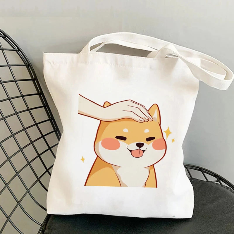 Shiba Inu Delight 🐶✨ Adorable Canvas Tote for Fun-filled Adventures! 🎉💖 - Pixie Quill