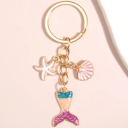 Whimsical Sea Life Keychain Gift Set Mermaid Tail Shell Starfish Charms 🐚💖