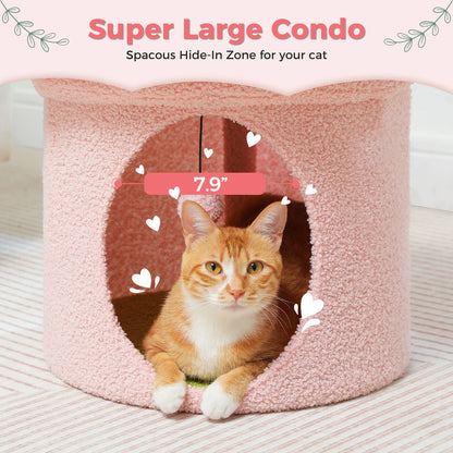 Cozy Cat Hideaway Bed With Removable Flower Bed Indoor Cat House Condo 🐾🌼