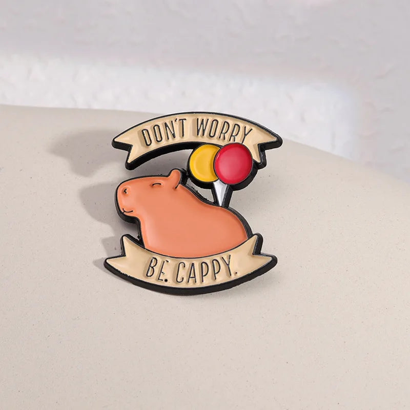 Cute Capybara Balloon Enamel Pins 🎈✨ Kawaii Animal Brooches for Kids & Friends - Trendy Jewelry Gift!