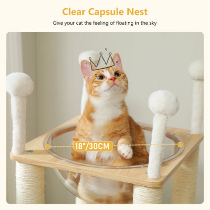 Four Level Wooden Cat Tree With Nest Condo And Dangling Toys 🐾🐱