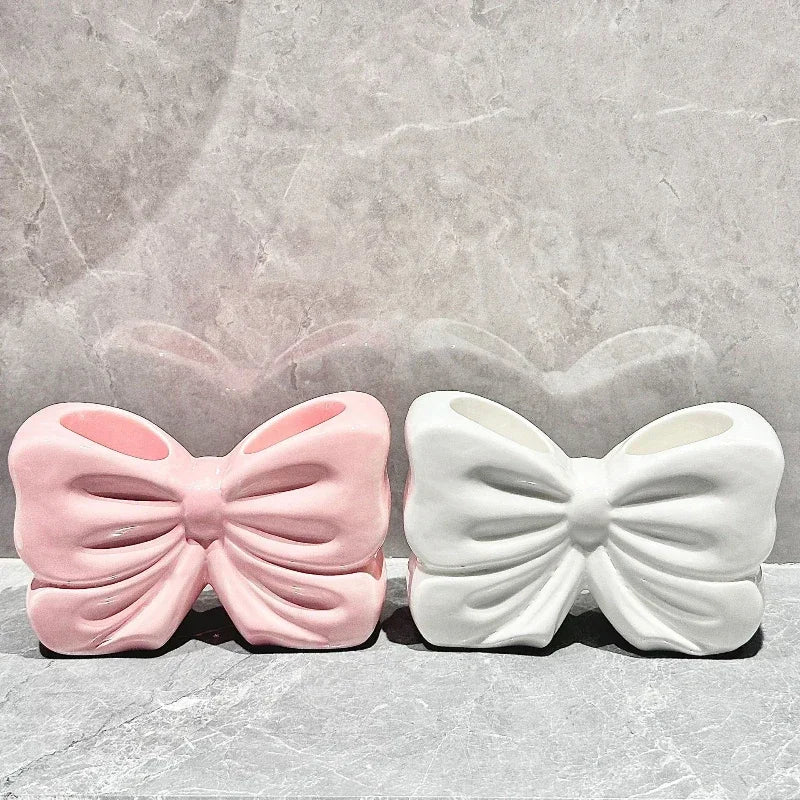 Kawaii Ceramic Bow Toothbrush Holder 🎀✨ | Cute Toothpaste Rack for Adorable Bathrooms 🛁💕