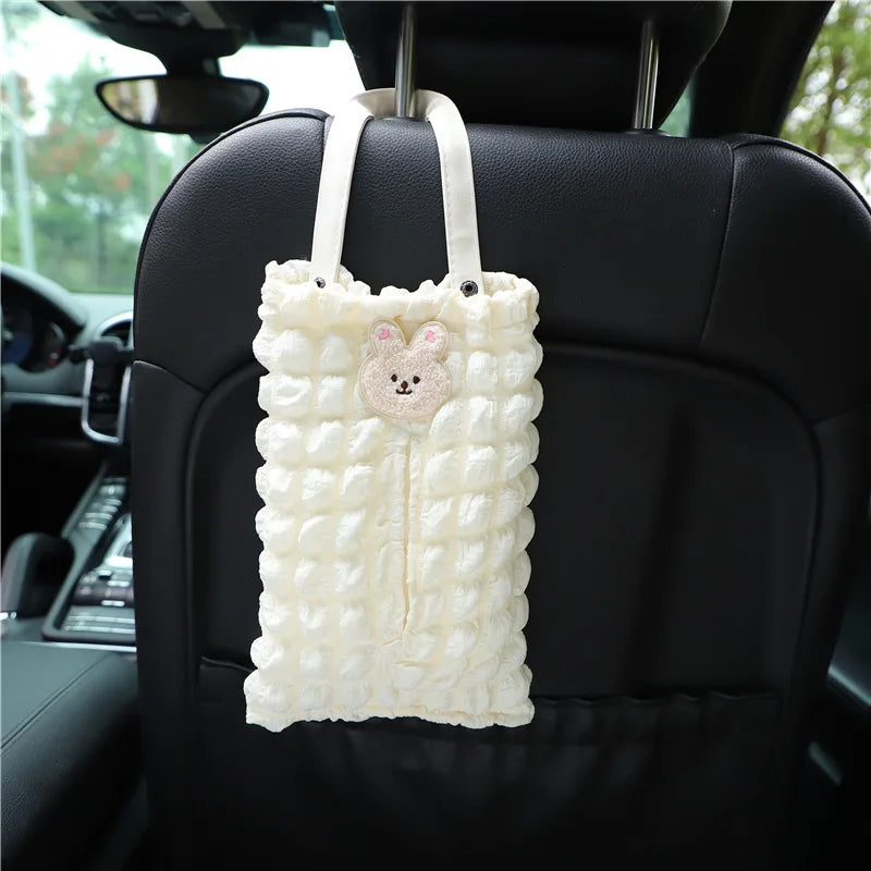 Adorable Kawaii Bear Car Tissue Holder 🐻✨ | Cute Linen Organizer for Auto Interior 🧻🚗