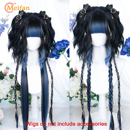 Kawaii Ombre Pink & Blonde Long Straight Wig 🎀✨ - Cute Lolita Cosplay Hair for Parties & Halloween! 🌸🖤