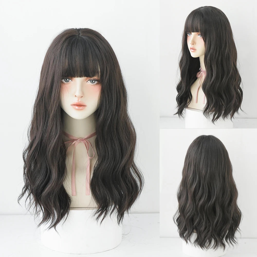 Kawaii Blonde Cosplay Wig 🎀✨ | Wavy Synthetic Hair with Bangs for Daily & Party Looks 💖