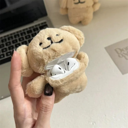 Kawaii Fluffy Bear & Bunny Silicone Case for Apple AirPods Pro 1 & 2 🐻🐰✨ - Adorable Earphone Cover for Girls in Autumn & Winter!