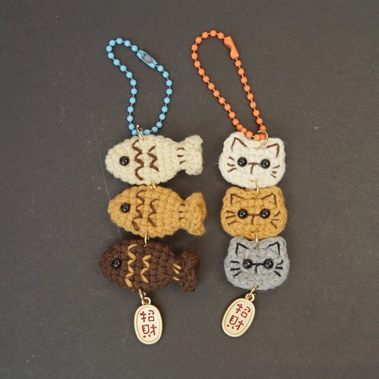 Handmade Cat Fish Keychain Crochet Doll Pendant Cute Bag Accessory 🐾🎀
