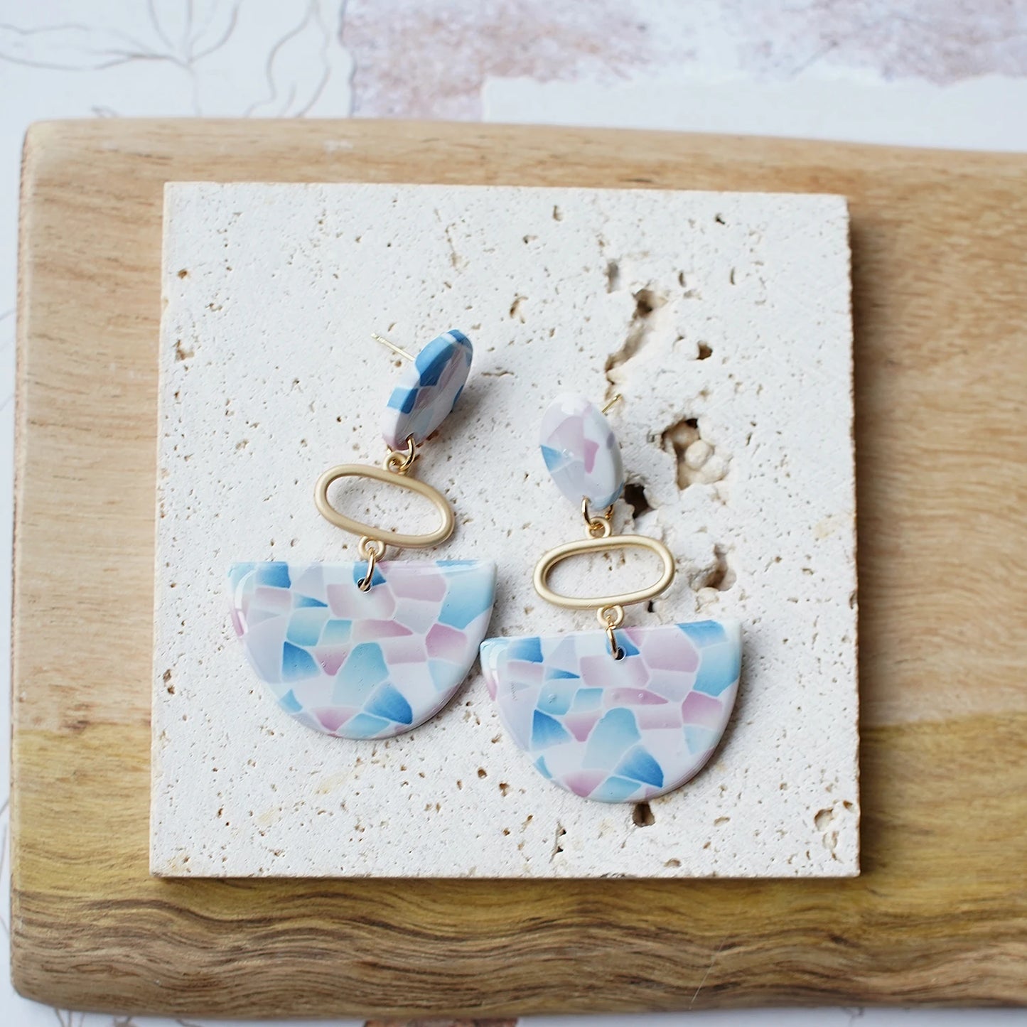 Trendy Fashion Rose Floral Dangle Pendant Enamel With Metal Parts Handmade Polymer Clay Earrings Sets Women's Accessories Gifts