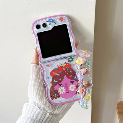 🌸 Whimsical Floral Charm Bracelet Case for Samsung Galaxy Z Flip 6/5/4/3 💖✨