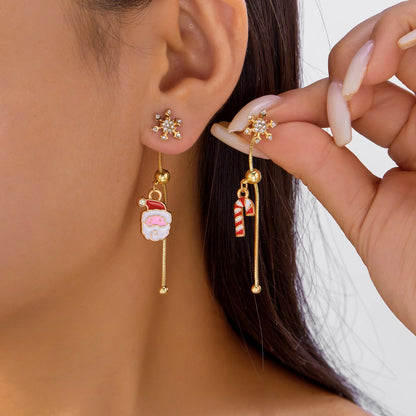 Moving Santa Tassel Drop Earrings For Women Christmas Charm Zircon Snowflake 🌟🎄