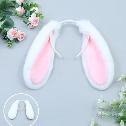 Kawaii Plush Bunny Ears Headband 🐰✨ | Cute Anime Hair Hoop for Cosplay & Daily Wear 🎉💖