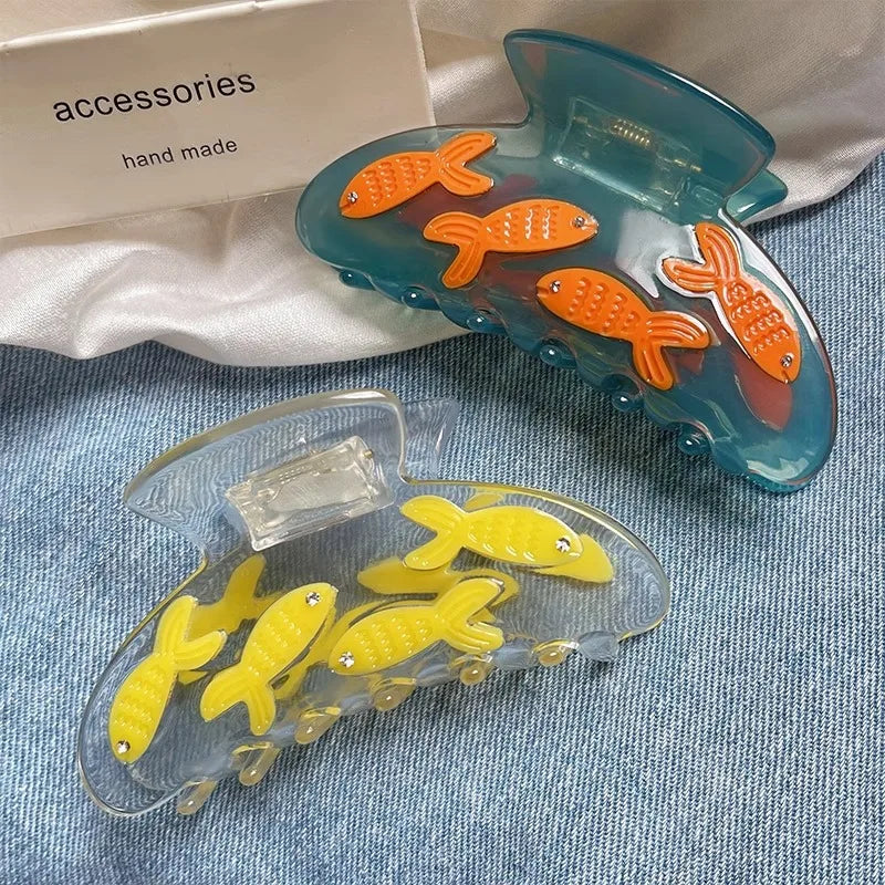 Ocean Friends Hair Claw Clip Acetate Dolphin Seahorse Jellyfish Clip For Women 🐬