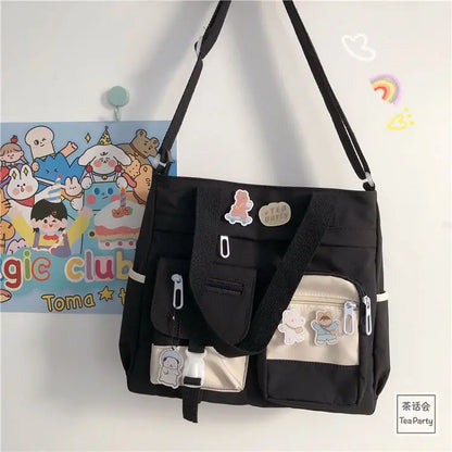 Kawaii Nylon Waterproof Satchel 👜✨ | Adorable Japanese Crossbody Messenger Bag for Students & Girls 🎒💖