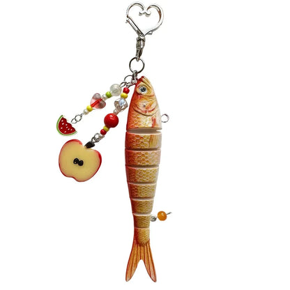 Playful Plastic Fish Keychain 🐟 Multi Jointed Backpack Charm Gift