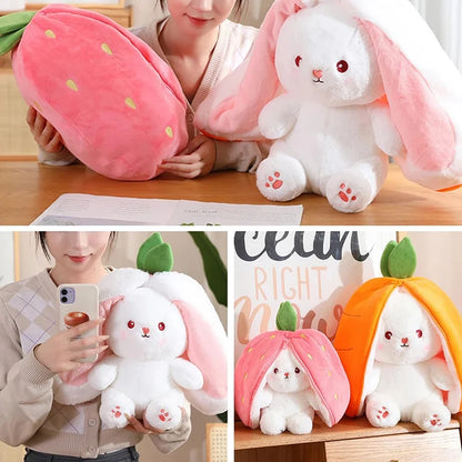 🍒🥕 Cuddly Strawberry Carrot Bunny Plush - Adorable Big Ears for Joyful Play! 🐇💕