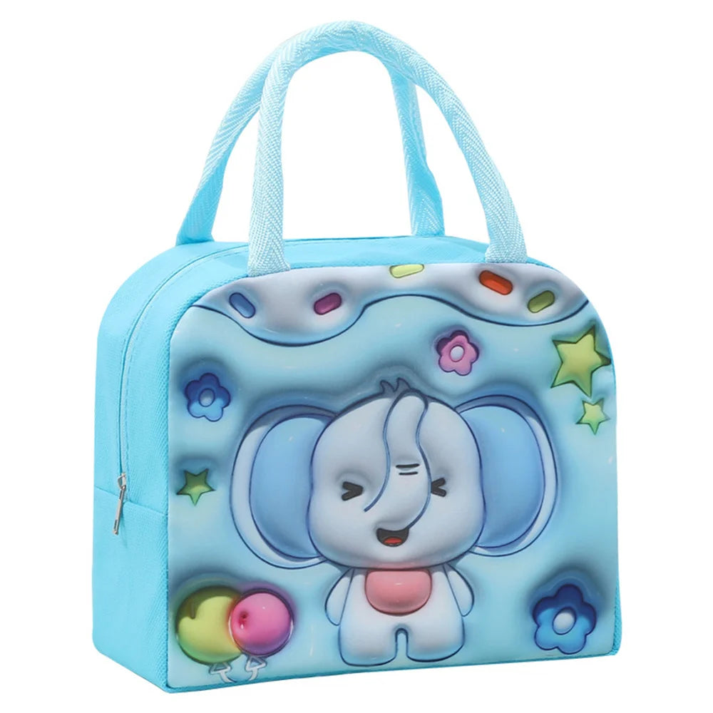 Kawaii 3D Animal Pattern Bento Bag 🐻🍱 | Large Capacity Insulated Lunch Tote for Kids & Adults 🌈✨