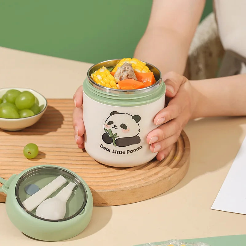 Kawaii 530ml Stainless Steel Lunch Box 🐰🐻 Insulated Bento Box for Kids | Cute Rabbit & Bear Thermal Soup Cup 🌟✨