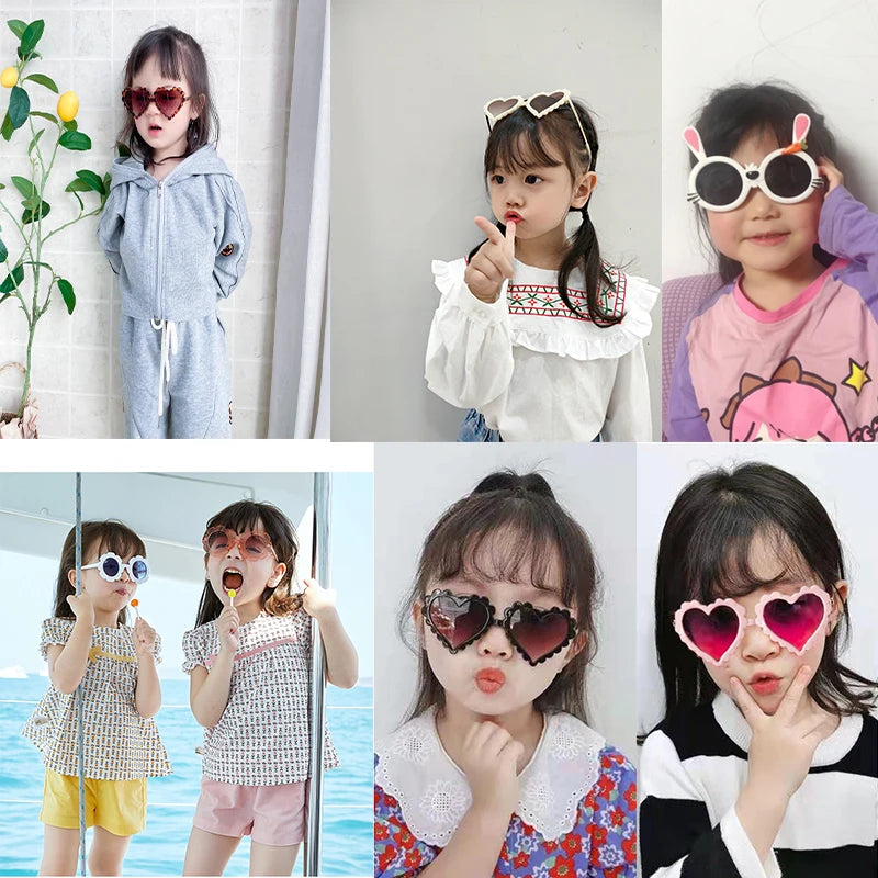 Cute Kawaii Kids' Heart-Shaped Sunflower Rabbit Ears Sunglasses 🌼🐇 | Polarized UV400 for Little Adventurers! 🕶️✨