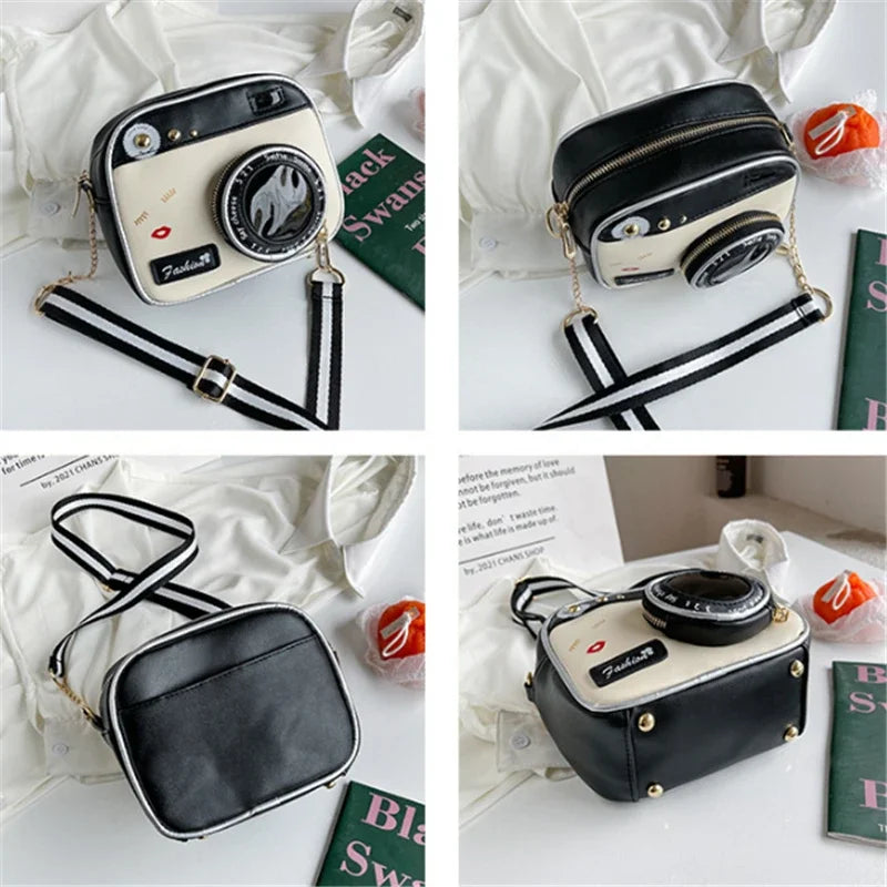 Kawaii Retro Camera Crossbody Bag 🎀✨ | Cute Mini PU Leather Messenger Purse for Fashionable Ladies 👜💕