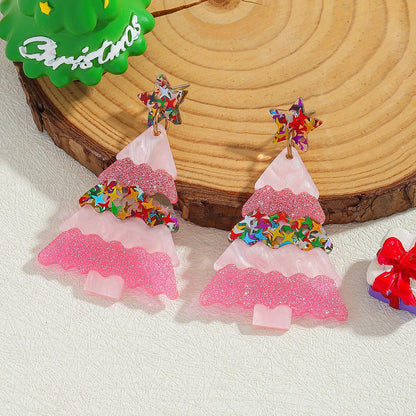 Acrylic Santa Drop Earrings Christmas Tree Charm Holiday Accessory For Women 🎄🎅